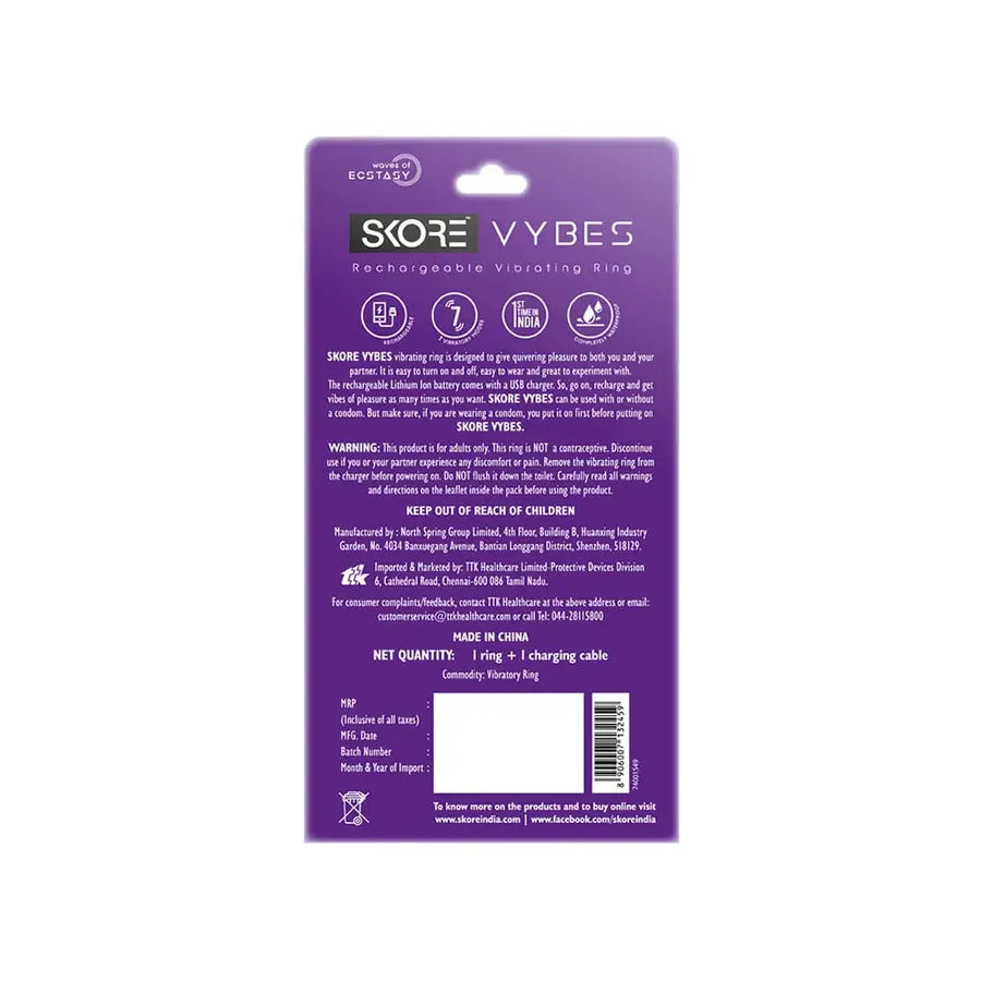 Skore Vybes Rechargeable Vibrate Ring for Him & Her